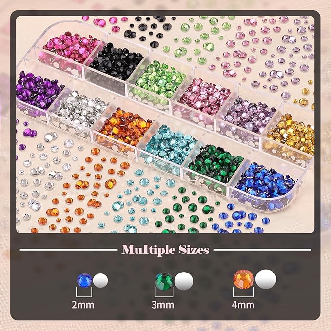 BELLEBOOST Nail Art Rhinestone Kit, 15ml Rhinestone Gel Glue+Colorful Gems+Flatback Glass Crystal AB&Clear Gemstones with Pickup Tools for Bedazzling Nail and Face Makeup