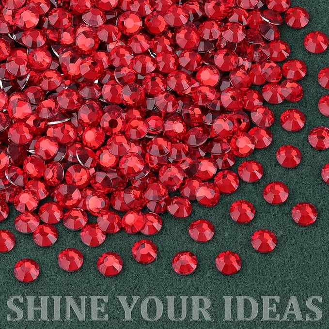 Resin Rhinestones for Crafting with B7000 Jewelry Glue, 1 Box Red Flatback Crystals with 3Pcs 10ml Glue for Bedazzling Crafts DIY Nail Art Makeup，Non Hotfix Gems for Clothing Shoes