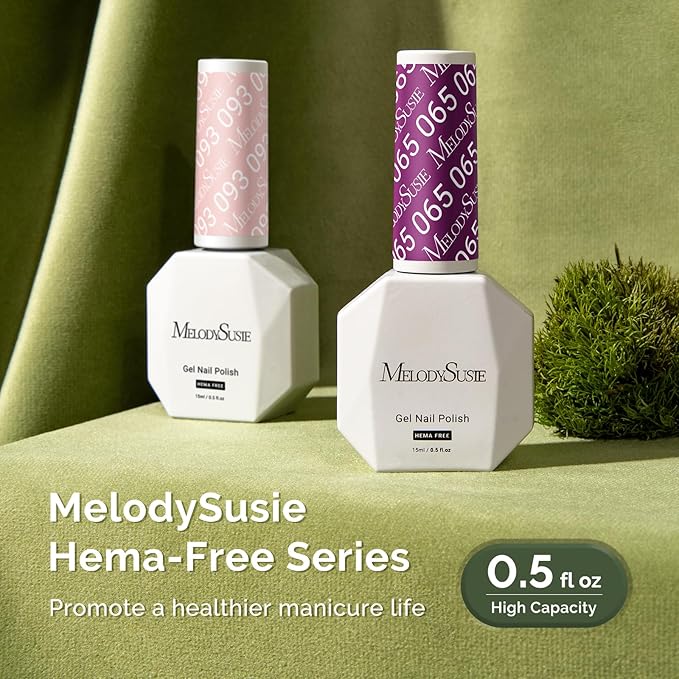 MelodySusie Hema Free Gel Nail Polish, 0.5 Fl Oz Thick Dark Purple Gel Polish, Non Toxic, Long Lasting, Soak Off UV Nail Polish, Manicure Nail Design Salon DIY Nail Art at Home 065