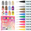 Kalolary 12 Color 0.5MM Nail Art Pens Set, 3D Nail Pens Nail Point Graffiti Dotting Pen Drawing Painting Liner Brush for DIY Nail Art Beauty Adorn Manicure Tools