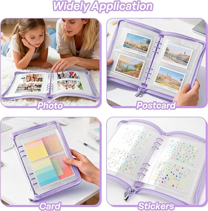 Nail Sticker Book Nail Art Organizer Display 40 Slots Sticker Storage Organizer Binder Empty Stickers Holder DIY Design Tools (purple)