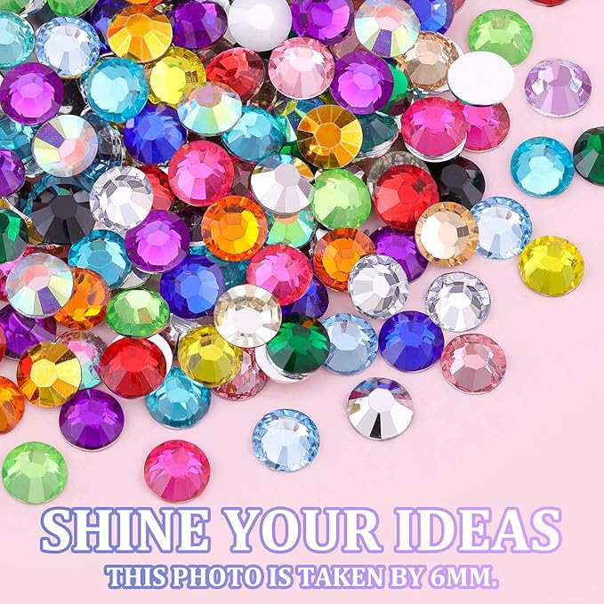 6600Pcs Resin Rhinestones with Tweezers, Multicolor 5mm Flatback Gems with 1 Pc B7000 Jewelry Glue, Bedazzling Crystal for Nail Art