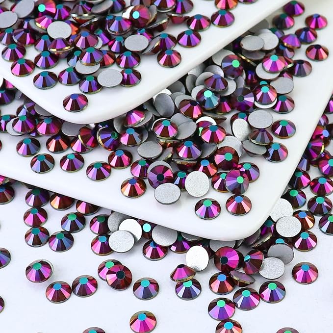Flatback Crystal Rhinestones Round Gems for Nail Art and Craft Clothes Glue Fix, Rainbow AB (1.9-2.0mm) SS6/1440PCS
