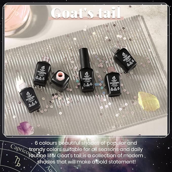 Beetles Neutral Gel Nail Polish – 6 Colors Soak Off UV LED Nail Gel Kit, Brown Gray Silver White Pink Long Lasting Glossy for Salon & Home Manicure Gift for Women