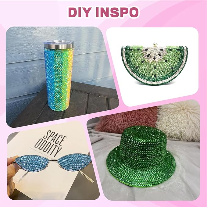 20000Pcs Green Rhinestones for Bedazzling with 3Pcs B7000 Jewelry Glue, Resin Rhinestones for Crafting Crafts，Bedazzler Kit Flatback Gems for Clothing Shoes Tumblers Nail Art