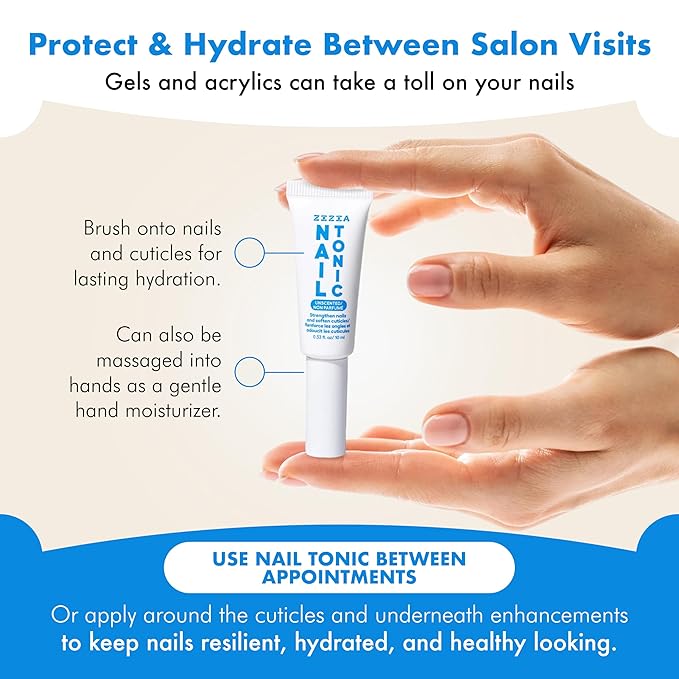 Zizia Unscented Nail Tonic – Nourishing Nail and Cuticle Oil with Squalane, Rice Protein, and Jojoba – Clean, Vegan, Cruelty-Free, Fragrance-Free Formula – Travel Essentials - 0.33 fl oz (10 ml)