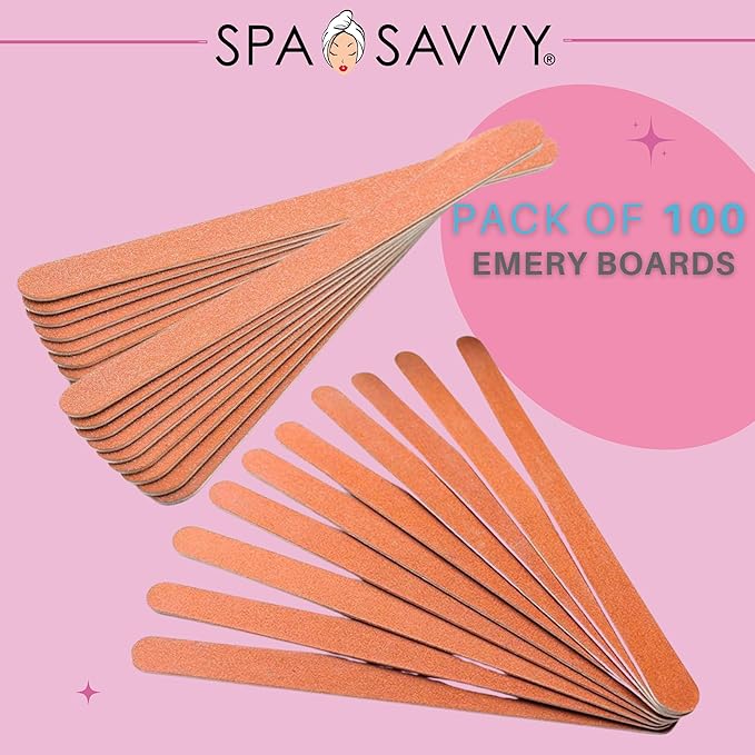 Nail File Set, 100 Count, Double Sided 4.5 Inch Emery Boards for Regular, Gel, and Acrylic Nails, Pedicure and Manicure Tools