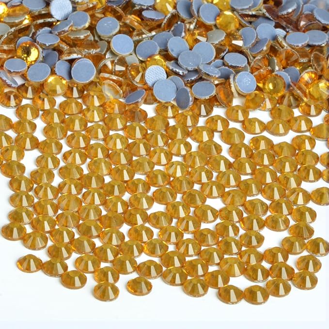 Bymitel Hotfix Crystal Rhinestones Round Gems Iron on DIY Jewelry Making Flat Back for Crafts,Topaz, 6.3mm(SS30/288pcs)