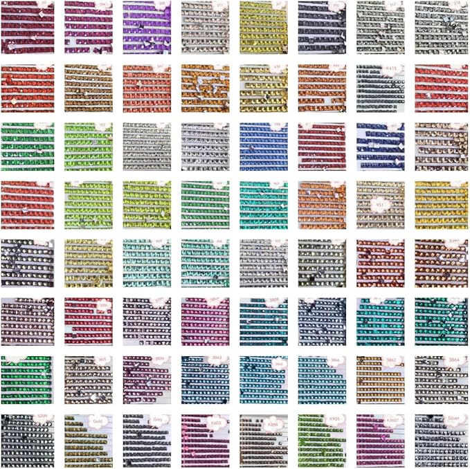 130000PCS Crystal Beads for Diamond Painting, Diamond Painting Accessories, 65 Colors Square Drills Rhinestones for Crafts, Bead Art or Nails Art, 2.5MM
