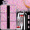 Resin Jelly Rhinestones for Crafting with B7000 Jewelry Glue, 1 Box Light Pink AB Flatback Crystals with 2Pcs 10ml Glue, Bedazzling Non Hotfix Gems for DIY Tumblers Clothing Shoes Manicure