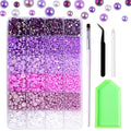 9960 Purple AB Pearls Rhinestones, Assorted Size 3/4/6/8mm Flatback Half Pearls for Crafts, Tumblers, Shoes, Nails, Face Art