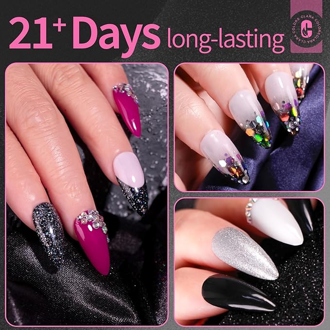 Clara Colors Nail Tips and Glue Gel Kit - 550Pcs Soft Gel Tips Medium Almond Shape