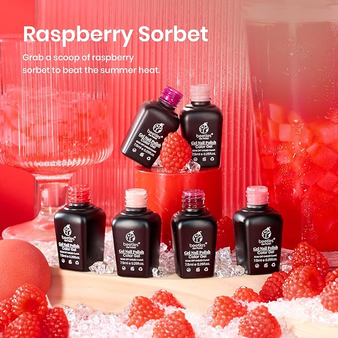 beetles Gel Polish Set - 6 Pcs Burgundy Red Purple Brown Nail Gel Polish Kit for Glamour, Wine Red Brown Lilac Sangria Gel Polish Soak Off UV LED Nail Lamp Spring