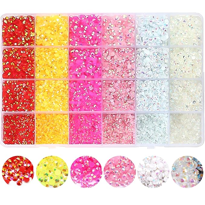 RODAKY Resin Rhinestones Kits 2/3/4/5mm Flatback Jelly Rhinestones Bulk Bedazzling Crystal Gems Beads Stone for Manicure DIY Crafts Mugs Bottles Tumblers Clothes Face Makeup (Set 1)