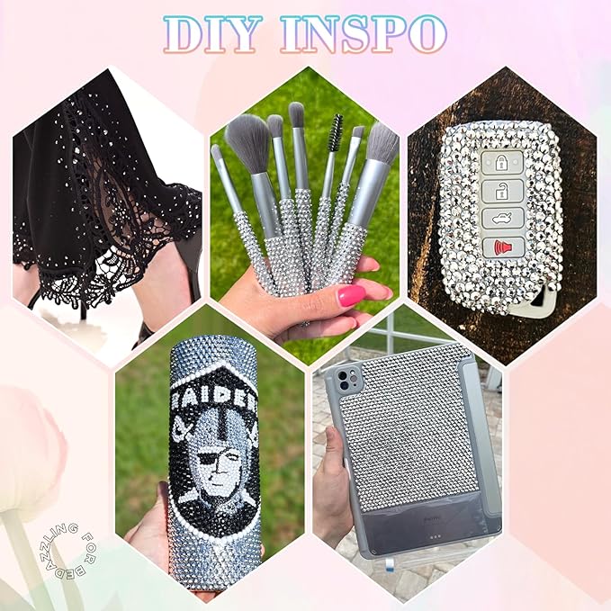 25000Pcs Resin Rhinestones with B7000 Jewelry Glue for Crafting, Silver 2-6mm Non Hotfix Flatback Gems, Bedazzling Crystal for DIY Crafts Clothing Tumblers Mugs Shoes Fabric Decor Nail Art
