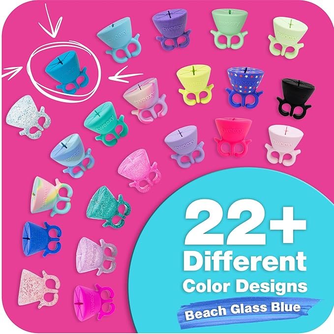 tweexy Wearable Nail Polish Holder Ring - Ideal Gift for Teenage Girls - Nail Polish Holder Stand for Manicure & Pedicure, Fingernail Painting - Nail Polish Accessories (Beach Glass Blue)