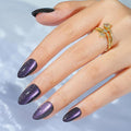 Cat Eye Press on Nails Short, Jofay Fashion Stylish Purple Press on Nails Almond, Soft Gel Fake Nails, Reusable & Natural Acrylic False Nails, Stick on Nails for Women Gift, Glue on Nails Kit 32 Pcs