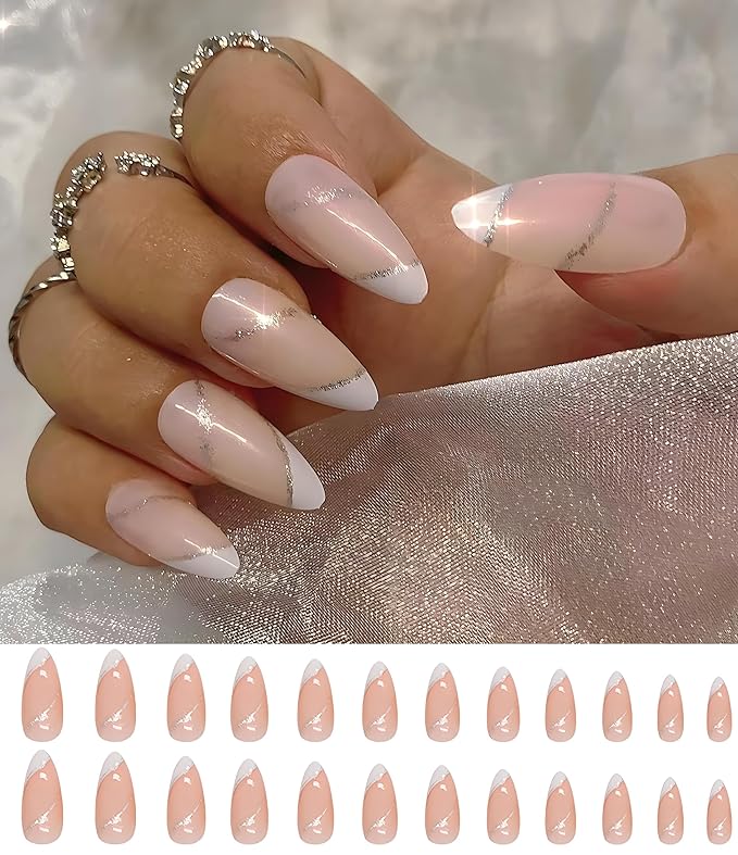 Pre-Designed Almond Press on Nails Kit for Finger by Asenei, 168 Pieces, 7 Designs, with 2 Bottles Nail Glue and Nail tools, All in 1 Press on False Nails (almond finger nail kit)
