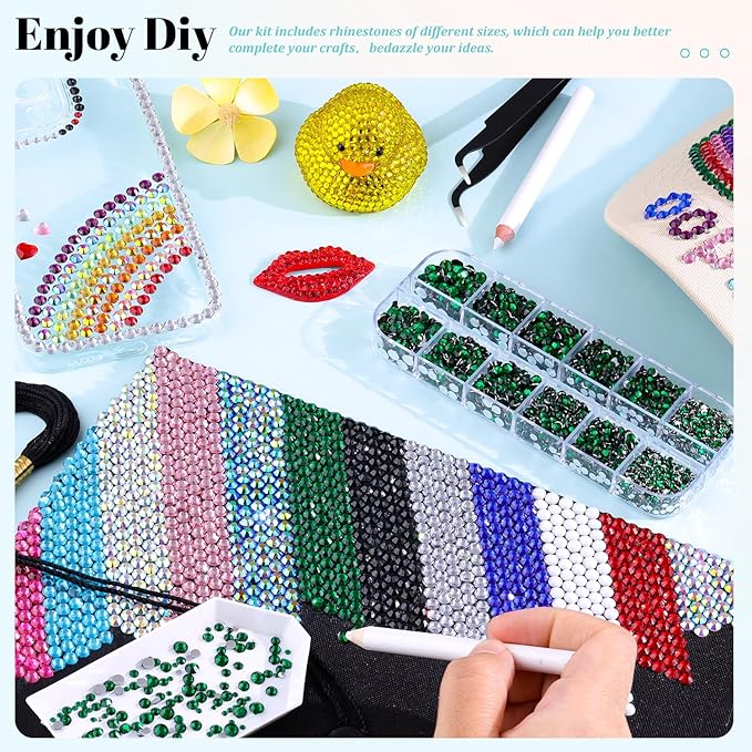 12100Pcs Resin Rhinestones for Crafting with 3Pcs 10ml B7000 Jewelry Glue, 2 Boxes Flatback Crystals Diomand (Emerald Green) for Bedazzling Crafts DIY Nail Art，Non Hotfix Gems for Clothing Shoes