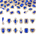 KISSITTY 48pcs Nail Art Rhinestones Flat Back Rhinestone Crystal Cabochons Blue Color Heart Teardrop Rectangle Shape Small Embellishments for Nail Art Craft Decoration Jewelry Making