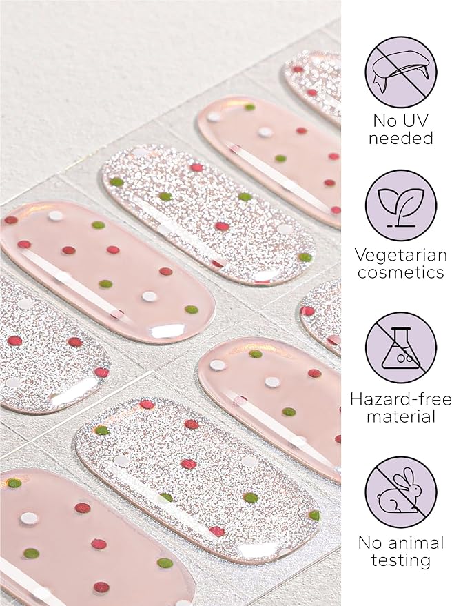 Nail Polish Strips – 32PCS UV Free Salon Quality Wraps, Long Lasting Gel Nail Stickers for Women (Bubblegum Pop Pink)