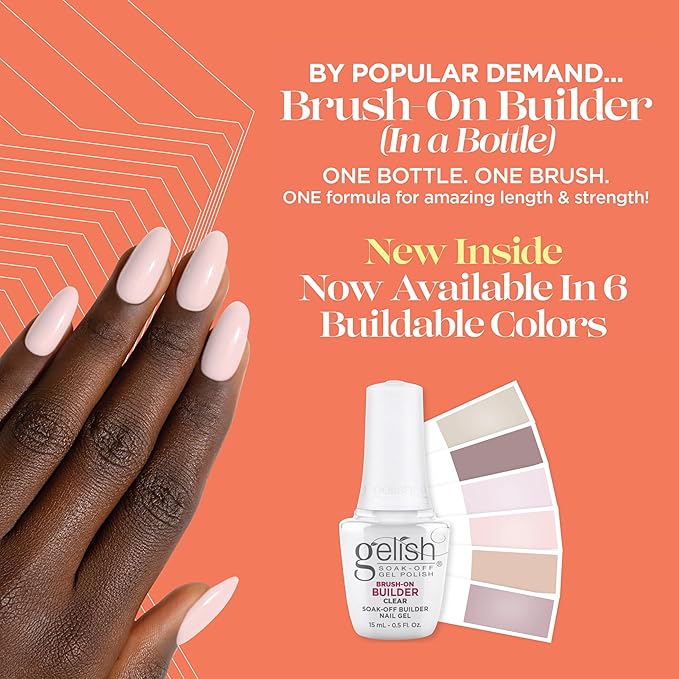 Gelish Brush-On Builder - Professional Soak-Off Gel Polish for Extensions, Overlays, Nail Art, Self-Leveling, HEMA-Free, Vegan, Long-Lasting, UV/LED Cured (Mauve Nude)