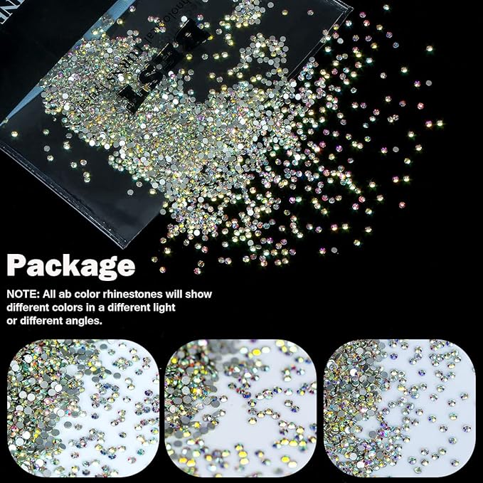 5760 Pieces Flatback Rhinestones for Nails 1.2MM Nail Rhinestones Gems Jewels Diamond Glass Mini AB Crystal Gemstones Bling Stones for Crafts Makeup Face Eyes