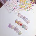 New 5D Stereoscopic Embossed Love Face Colorful Nail Decals Self-Adhesive Nail Decals DIY Healing Sadness Nail Art Decoration Sticker (3 Sheets)