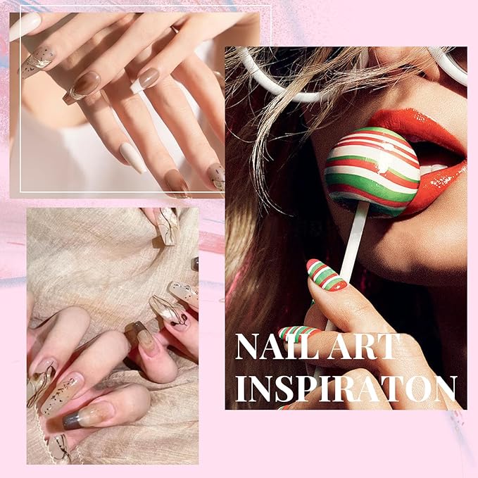 Nail Art Liner Brushes, Nail Art Tools with Striping Nail Art Brushes for Long Lines, Thin Details, Fine Drawing. 5Pcs, Size 5/8/11/15/20mm Striper Brushes Set Christmas Gift for Women