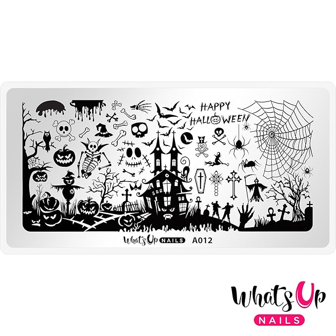 Whats Up Nails - Halloween Stamping Plates 2 Pack (A012, B023) for Nail Art Design