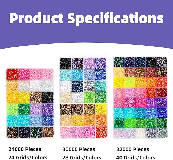 Bedazzling Kit with 40000Pcs 3mm Multicolor Resin Rhinestones & B7000 Glue Complete Bejeweled Kit with Rhinestones for Crafting, Nail Charms, Diamond Art Accessories,Kids, Books and DIY Projects