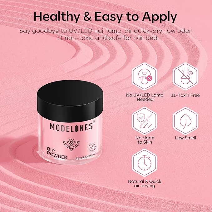 Modelones Dip Powder Nail Kit, 20 Colors Summer Pink Purple Blue Macaron Pastel Dipping Powder Liquid Set Base&Top Activator for French Nail Art Salon DIY Manicure Starter Kit