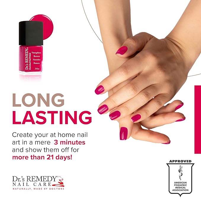Dr’s Remedy Enriched Nail Polish: Non Toxic, All Natural, and Organic - Doctor Formulated: Strengthens, Restores, Heals, and Protects '24-Free' - WONDEROUS Watermelon