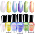 Morovan Pearl Nail Polish Set: Aurora Ombre Shimmer Iridescent Mermaid Spring Pastel Fingernail Polish Kit Blue Purple Pink Glitter Sparkle Quick Dry Nail Art Design Gift for Women Girls