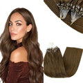 RUNATURE Brown Microlink Hair Extensions Human Hair Dark Brown Micro Ring Hair Extensions Brown Micro Loop Human Hair Extensions Micro Beads Human Hair Extensions 16 Inch 50g 50 Strands