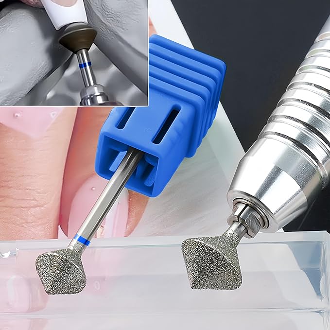 Acycoin2A 2Pcs 10mm Rhombus Diamond Nail Drill Bit 3/32" Rotary Burr Manicure Pedicure Grinding Head Nail Cutters for Professional and Home Use