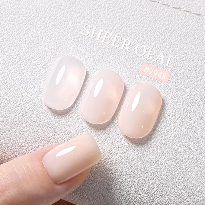 GAOY Nude Jelly Gel Nail Polish, 16ml Sheer Translucent Netural Soak Off Gel Polish, UV Light Cure for Nail Art DIY at Home, 2948 Sheer Opal