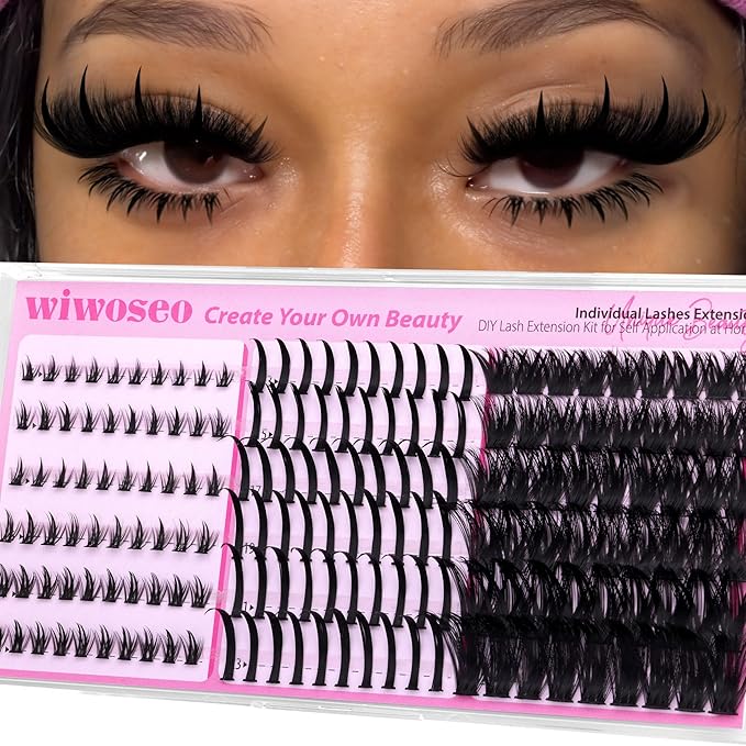 wiwoseo Spikes Lash Clusters with Bottom Lash Clusters Mega Volume Individual Lashes Cluster Eyelash Extensions Wispy Eyelash Clusters Lash Spikes Manga Cluster Lashes with Spikes (120D, 5-21MM)
