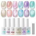 5-in-1 Cat Eye Gel Polish Kit, 6PCS-7.5ml No Base/Top Coat Needed, All-in-One Formula, Beginner-Friendly Magnetic Nail Art Set with Magnet Sticks, Fast Curing for Home DIY Manicure