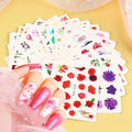 24 Sheets Flowers Nail Art Stickers, Water Transfer Decals Holographic Flower Butterfly Leaf Designs for Women Girls Manicure Charms Decoration