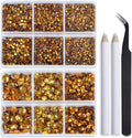 Bymitel Hotfix Crystal Rhinestones Round Gems for Crafts,Mixed 6 Sizes with Wax Pencil Kit, Topaz 1.6-6.3mm SS4-SS30/8000pcs