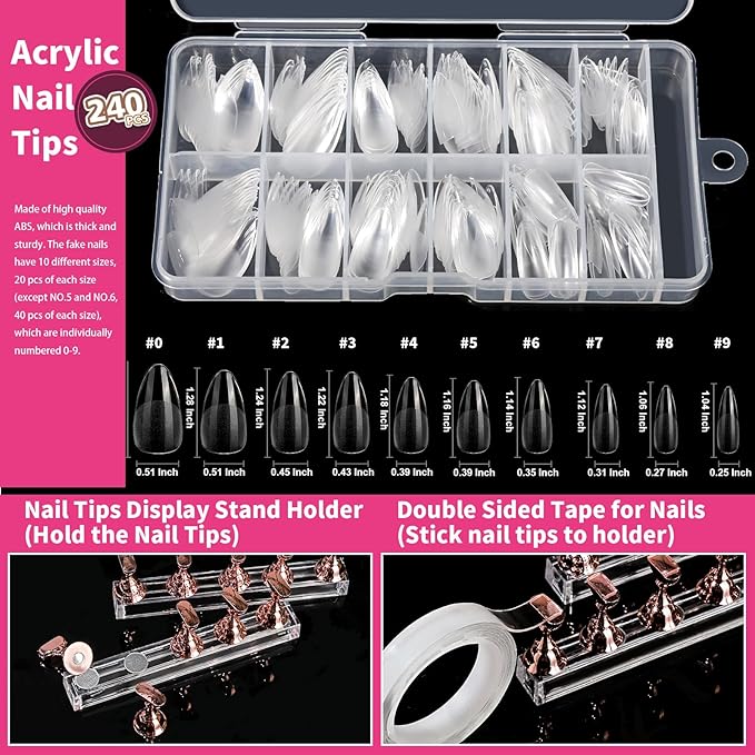 FANDAMEI Acrylic Nail Kit, Nail Art Kit, Nail Art Tools With Acrylic Nail Tips For Beginner, Nail Art Supplies For DIY , Nail Studio