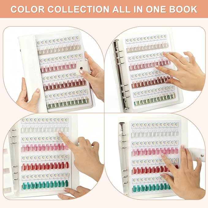 96 Magnetic Nail Swatch Book,Leather Nail Color Display Book with 96 Magnetic Tips & Number Labels,Professional Nail Salon Color Display Book for Easy Preview & Storage ( 2 Page )