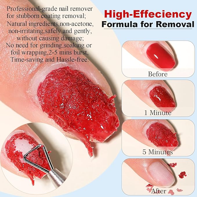 Gel Polish Remover – 45ML, Professional & Fast Gel Remover Kit, Easily Remove Gel Nail Polish in 2-5 Minutes, Gentle, Acetone Free, Not Damage to Natural Nails with Nail Files 3pcs
