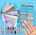 JERCLITY 300 Sheets Nail Foil Transfer Stickers Set Aurora Iridescence Gradient Nail Foils Transfer Nail Art Laser Solid Color Design Foil Sheets for Women Girls