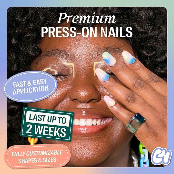 Chillhouse - Chill Tips, Press on Nails Kit - Groovy Baby (Oval) - 30 Nail Shapes & Sizes - Up to 2 Weeks of Wear - Customizable Fit - Reusable - Latina Founded & Women Owned - Beauty & Self Care