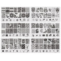 Mezerdoo 9Pcs Rectangle Nail Stamping Template Image Plates Lace Flower Strip Nails Stamp Stencil