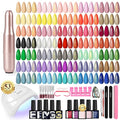 PHOENIXY 53 Pcs Gel Nail Polish Kit with U V Light Nail Drill, 35 Colors Gel Nail Kit 5 Pcs Glossy Matte Glitter Gold Sliver Top Base Coat Red for DIY Home Manicure Nail Sets Gift for Women