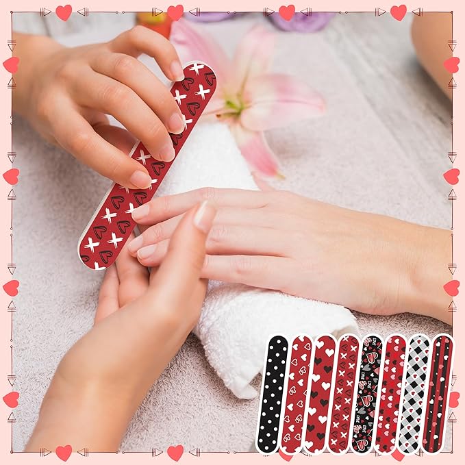 H1vojoxo Happy Valentine’s Day Nail Files - 48pcs Heart Double Sided Emery Boards Galentine's Day Party Nail Files Favor Valentines Galentine Gift for Girl Employee Coworker Appreciation Teacher Staff