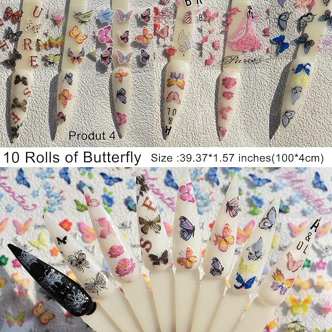 Nail Art Transfer Foils Collection,40 Rolls Nail Art Foils Transfer Stickers Set Floral Flower Patterns,Leopard Animal Print,Snake Skin,Butterfly Patterns Nails Foil Adhesive Decals 40 Designs